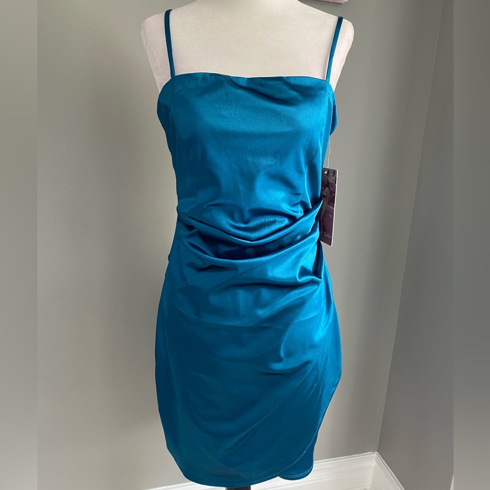 BNWT Satin effect turquoise dress